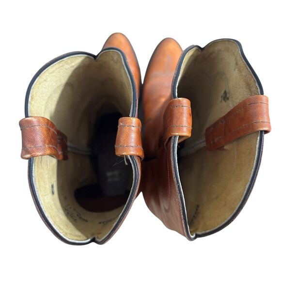 Tony Lama Boots Men’s Sz 11 R Cognac Brown Leather Western Cowboy Riding 5084 - Picture 6 of 9